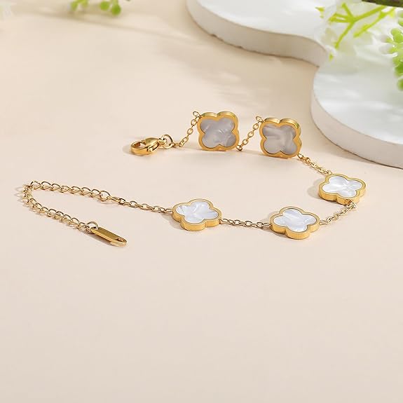 Flower Four Leaf Link Bracelet