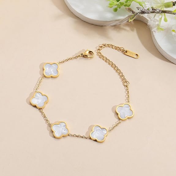 Flower Four Leaf Link Bracelet